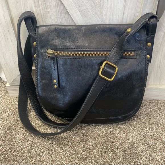 Fossil Legacy Black Pebbled Leather saddle messenger bag purse shoulder - Picture 15 of 16